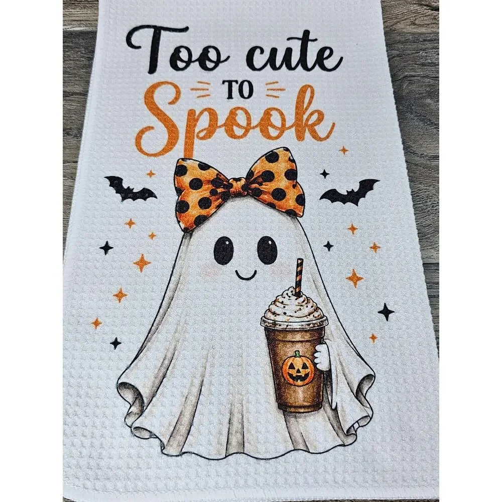 Too Cute to Spook Halloween Kitchen Towel Cute Ghost Farmhouse Decor